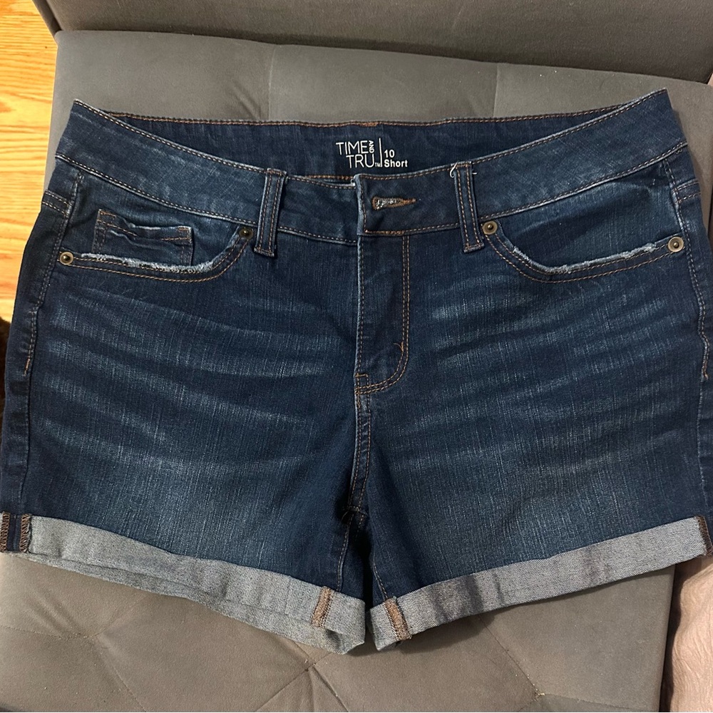 Time and Tru Blue Jean Shorts with Rolled Hems